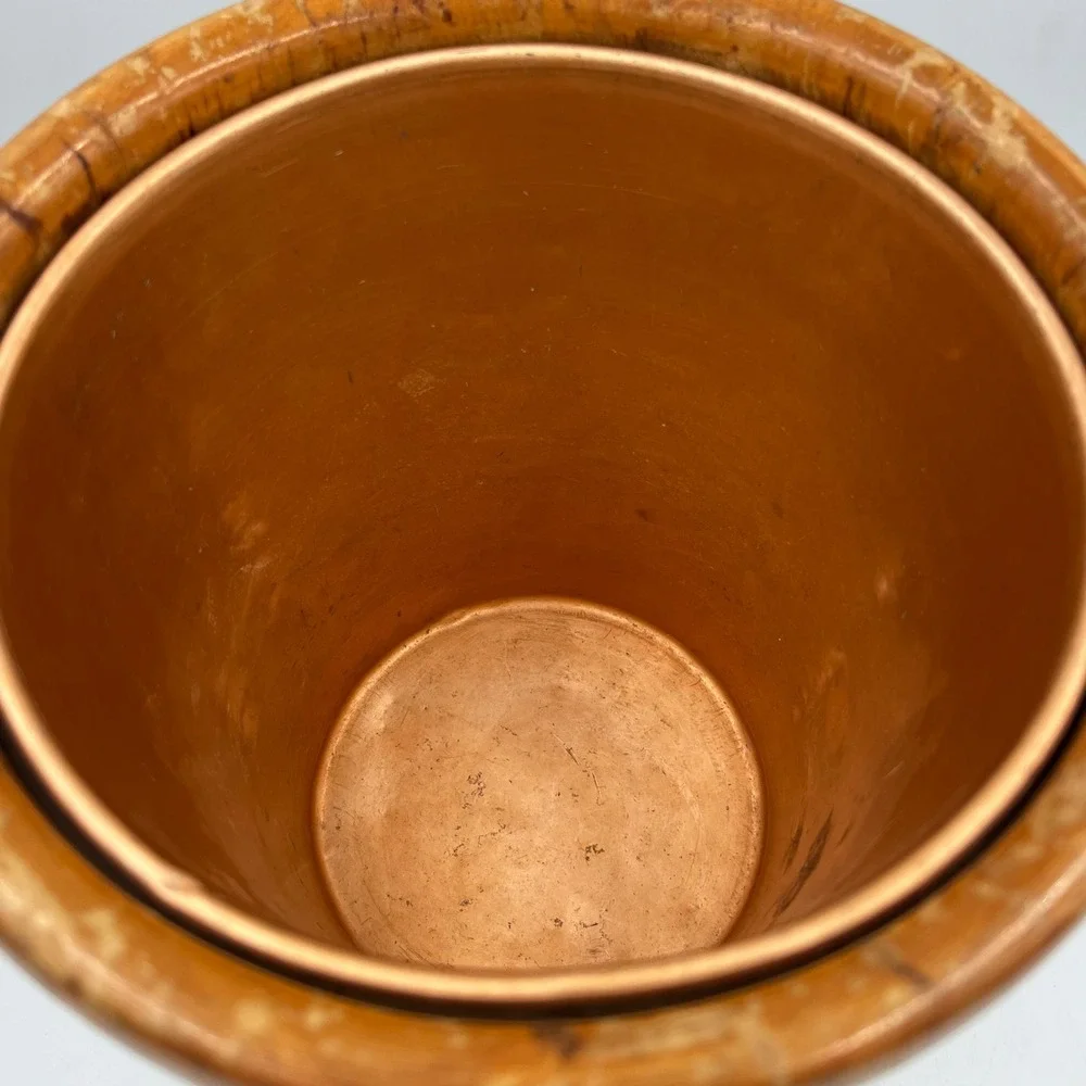 Vintage Carved Wood Wine Champagne Cooler Aldo Tura Style Metal Liner MCM‎